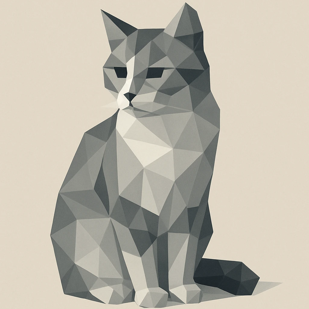 a cat, polygonal low-poly style illustration emoji