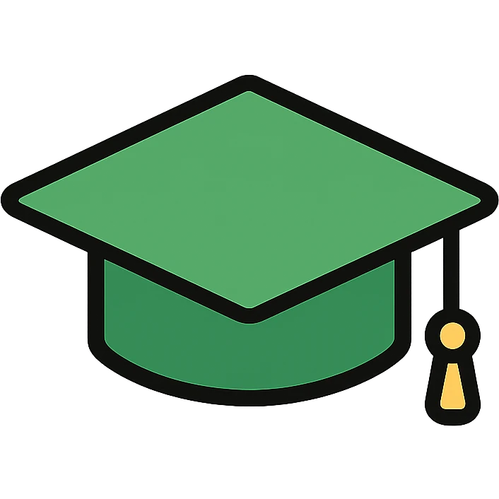 green graduation hat, flat design emoji