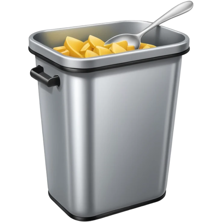 a silver spoon on a rectangular trash can  emoji