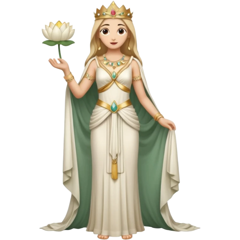 una diosa de la época púnica, de alto rango y de estatura media, una foto de cuerpo entero emoji