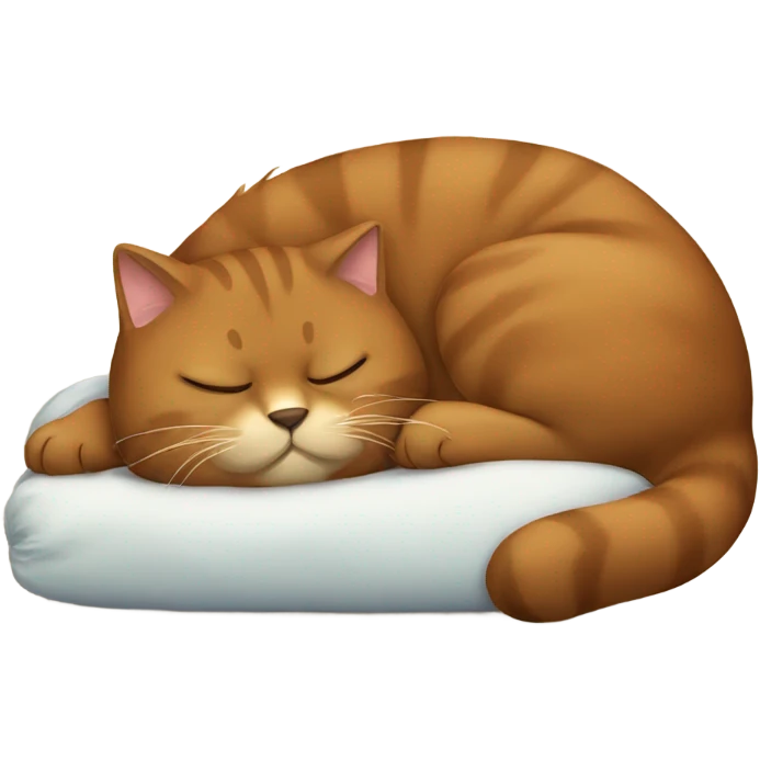 Big fat brown cat sleeping emoji