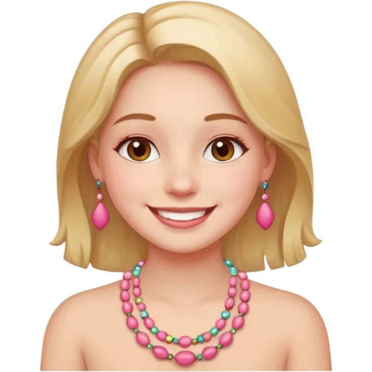 Счастливая Девушка с украшение на шее в виде бус emoji