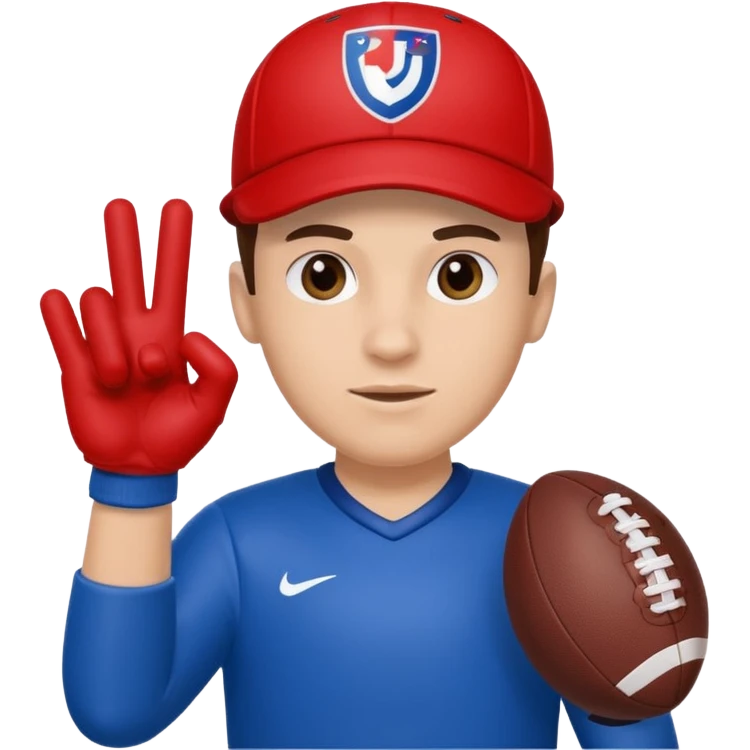  #1 glove first finger up football fan in blue (#00A3E0) and red (#F9423A)  emoji