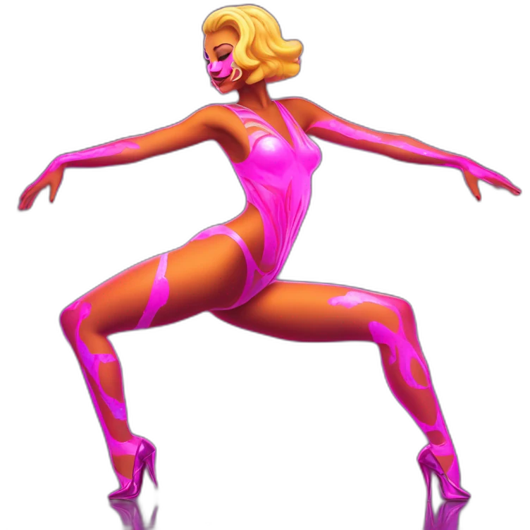 Sexy Neon sign shows club model dancer in tasteful body paint from side emoji