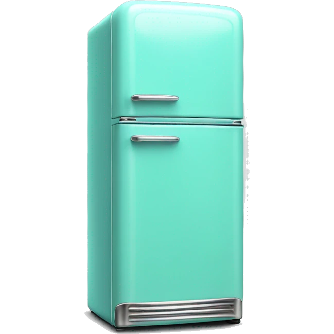 Realistic isolated tiffany blue vintage retro fridge emoji