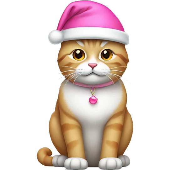 Cat wearing pink Santa hat emoji