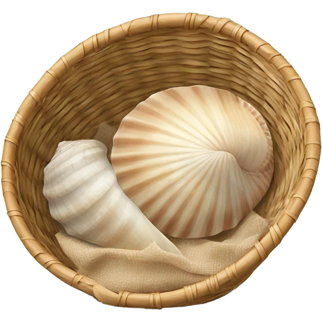 Sea shell in a woven basket  emoji