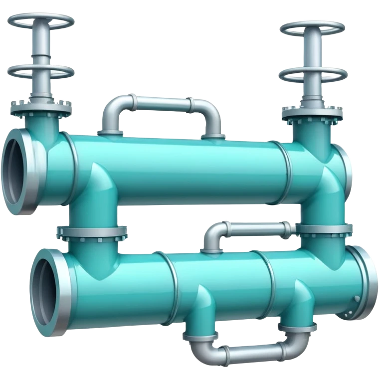 Gas pipeline in cool tones with sky blue, teal green, white, and light gray emoji
