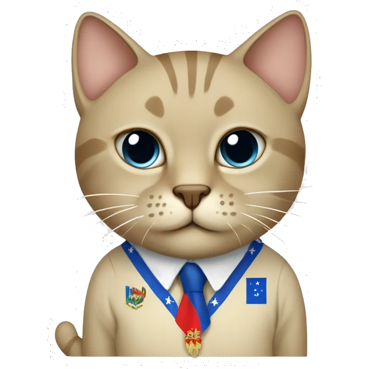 Beige cat wearing a shirt with a Bosnian flag  emoji