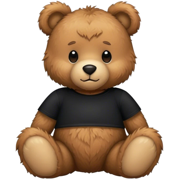 Brown fluffy teddy bear with a black shirt  emoji