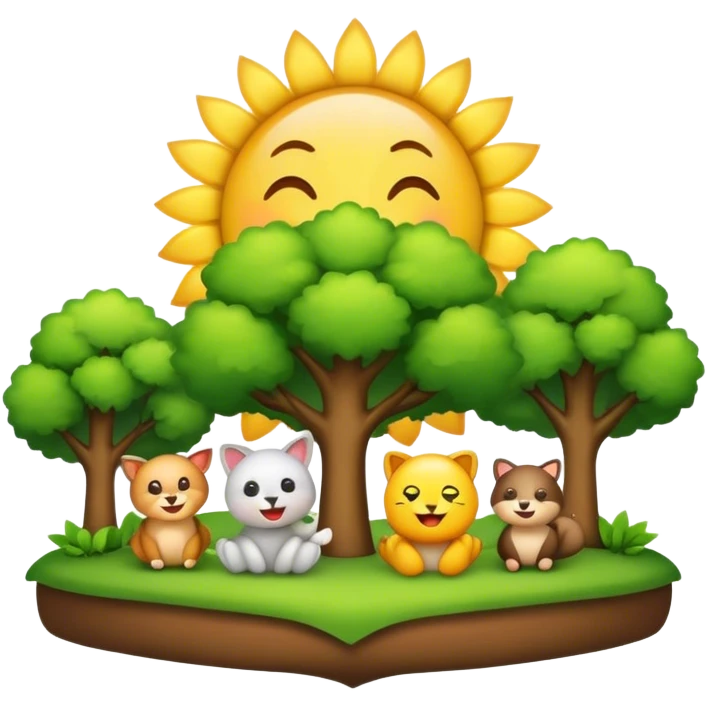 create me an emoji with sun, trees, singing animals emoji