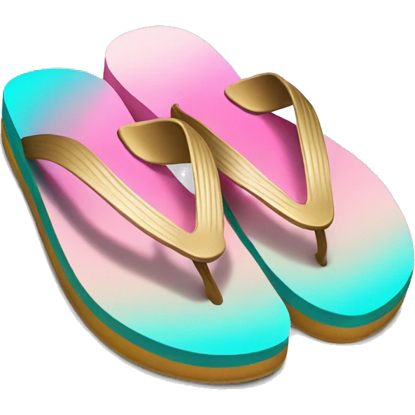 Realistic teal pink and gold ombre flip flop. emoji