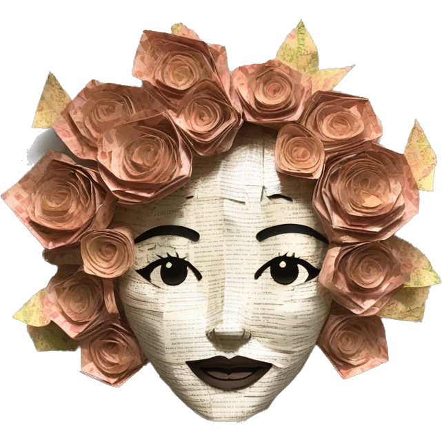  lady face made of 420 origami newspaper roses hemp leaves lantern fairy lights burning paper and hemp leaves in hair  emoji