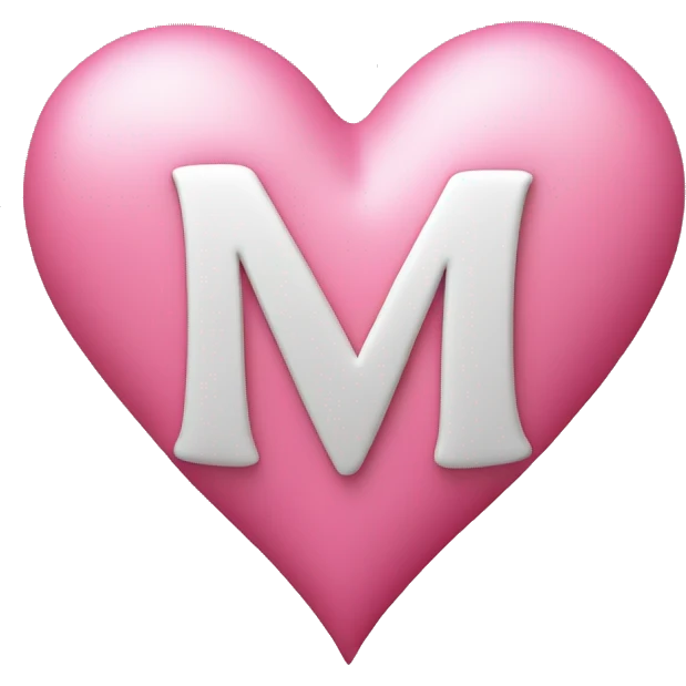 Pink heart wish initial M in it  cursive emoji