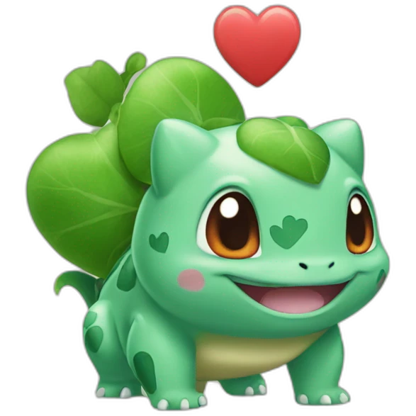 Bulbasaur with heart emoji