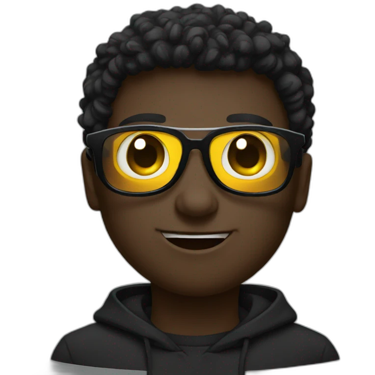Black sunglasses Funny expression. Wear a black sweatshirt emoji