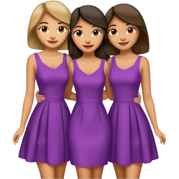 3 olive skin tone best friends. Glammed up, smiling  emoji