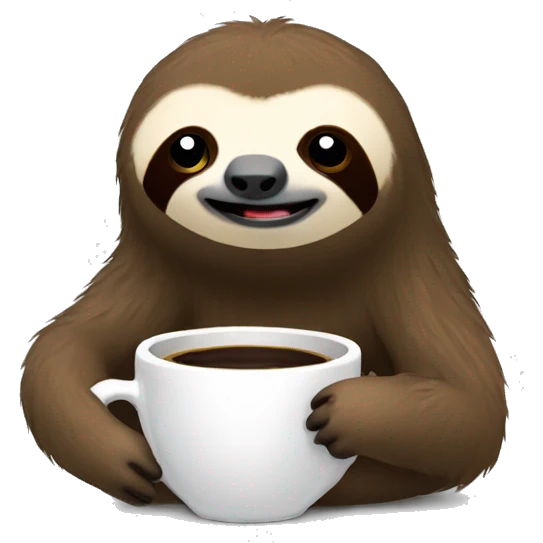 Sloth with coffee mug emoji