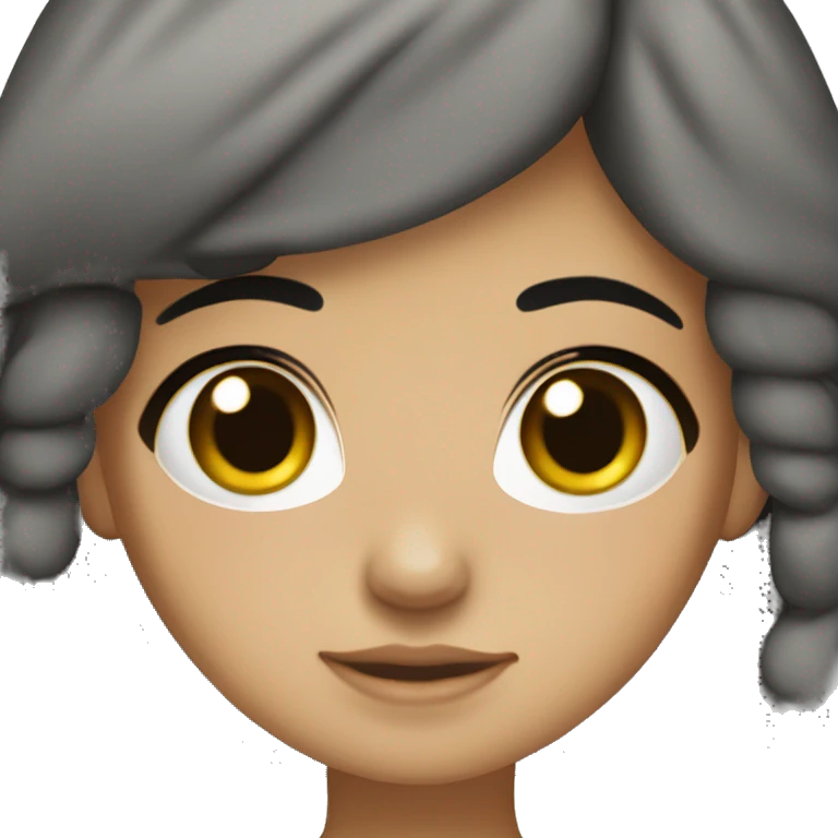 Isabelle Cazares, a mexican girl with light skin, black hair and freckles  emoji