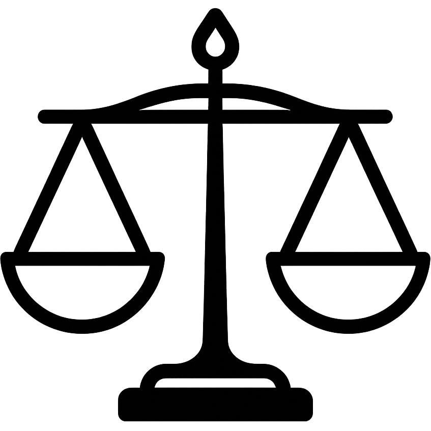 Minimalistic scales in the style of the provided French bulldog reference image, symbolizing honesty and fairness (минималистичные весы, символ честности), with a transparent background. No bulldog, only the scales. emoji