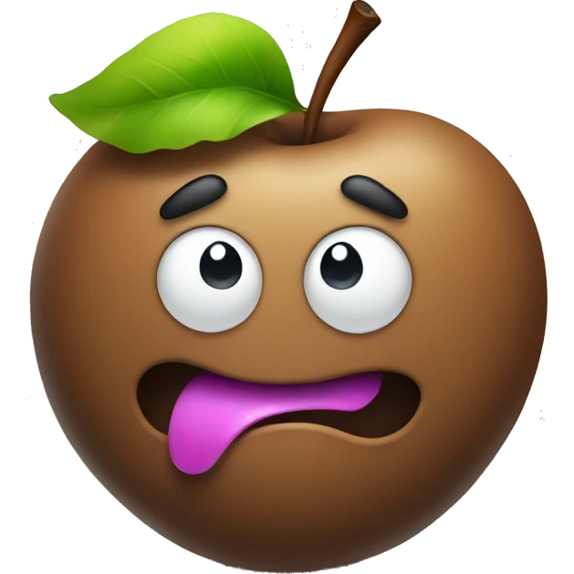 poop holding apple emoji