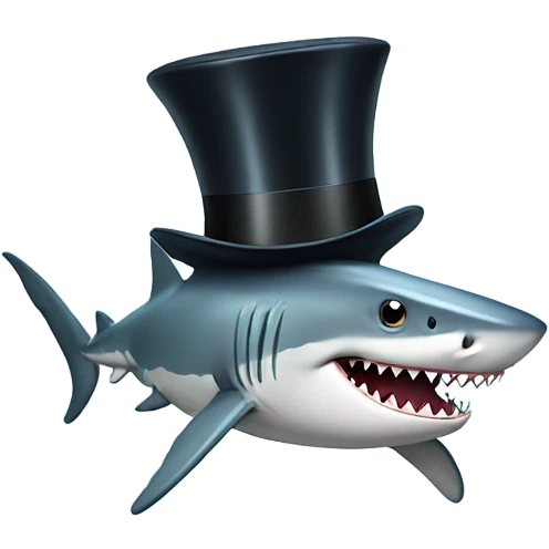 Shark with a top hat emoji