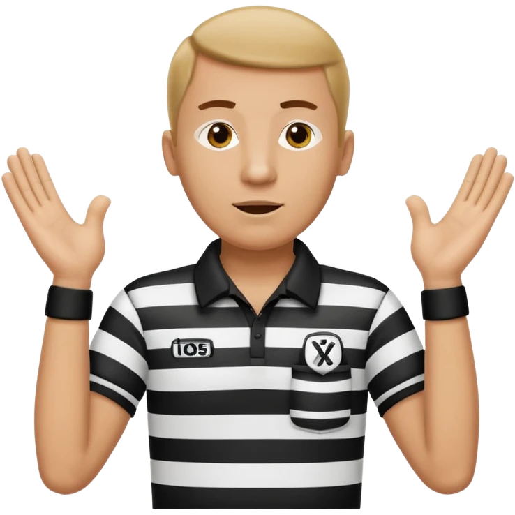 referee with raised arms crossed like an X emoji
