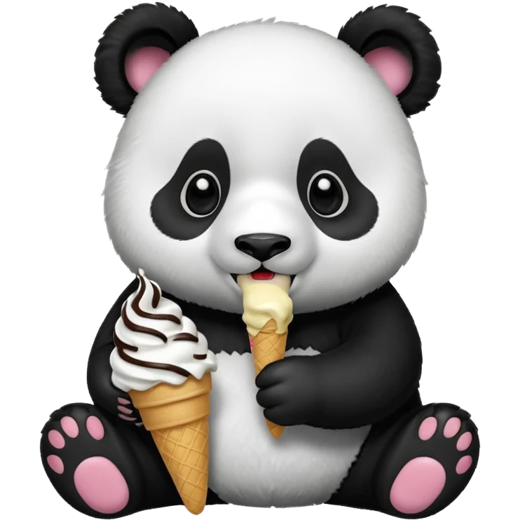 Panda eating ice cream emoji