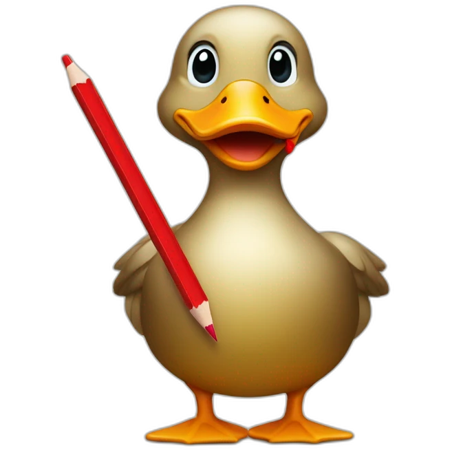 duck holding a red pencil emoji