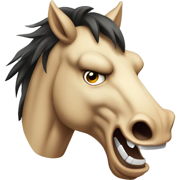 very long wild angry mad horse head emoji