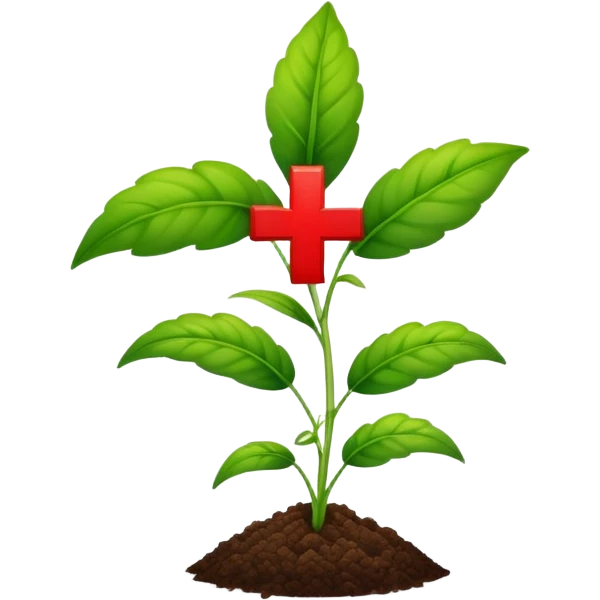 green plant with a red medical cross symbolizing agriculture and health emoji
