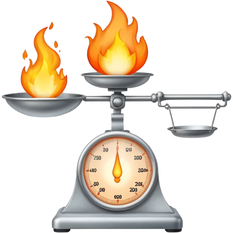 a flame that burns a scale emoji