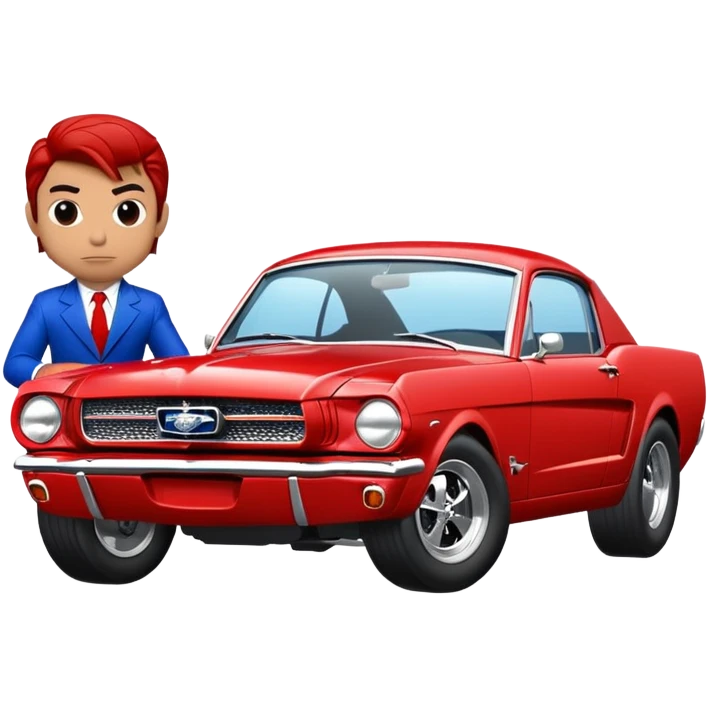 Spider-Man driving a 65 Mustang fastback emoji