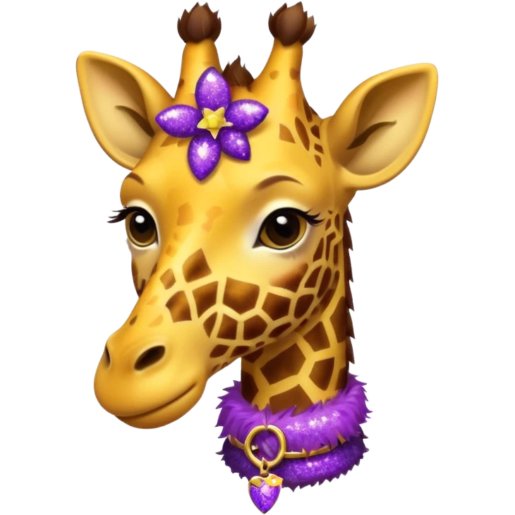 Girafa com colar roxo com glitter emoji
