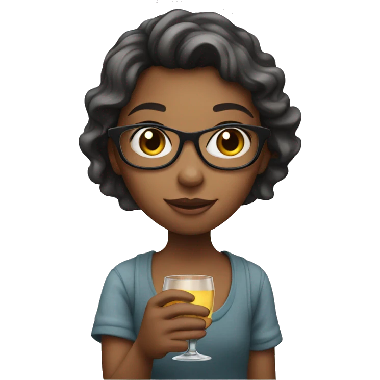 A girl holding a glass emoji