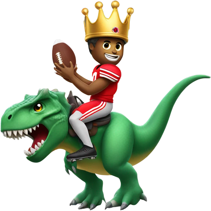 Ohio state football player wearing a crown while riding a dinosaur emoji
