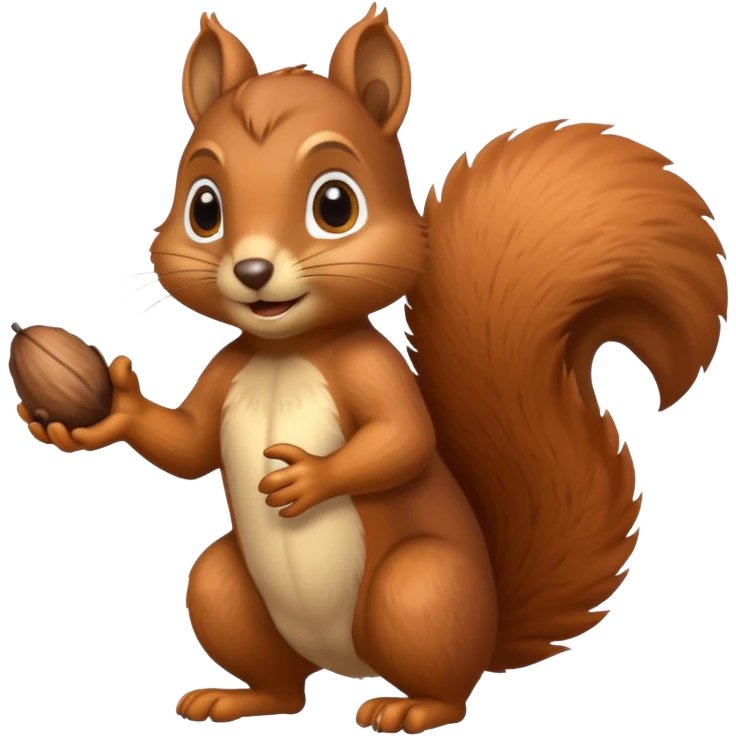A playful squirrel holding an acorn with both paws.












































 emoji