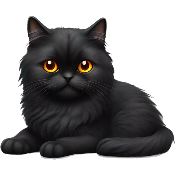 black Persian cat with bright orange eyes and a M tag as her name tag  emoji