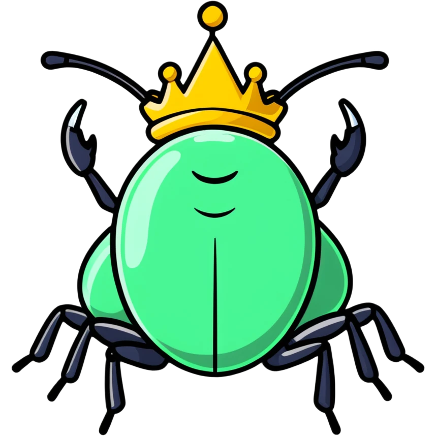 charming bug with a crown emoji