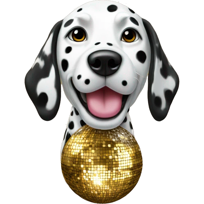 dalmatian on a gold disco ball emoji