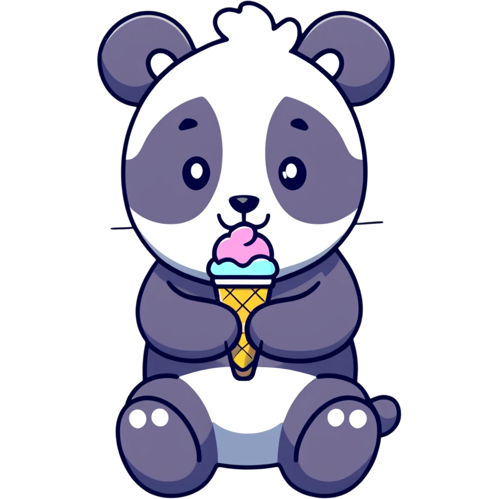 Panda eating ice cream emoji