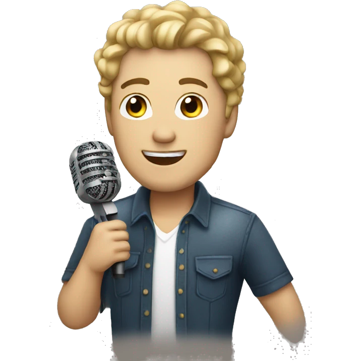 white man singer with microphone emoji