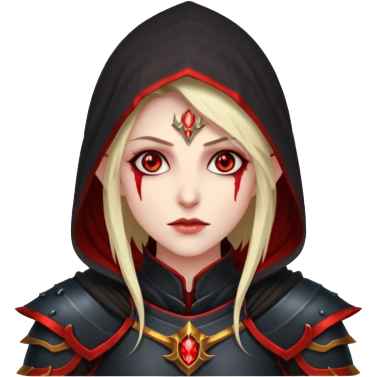 Blood elf deathKight glowing red eyes all clocked in darkness  emoji