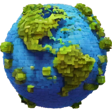 Planet made of voxels emoji