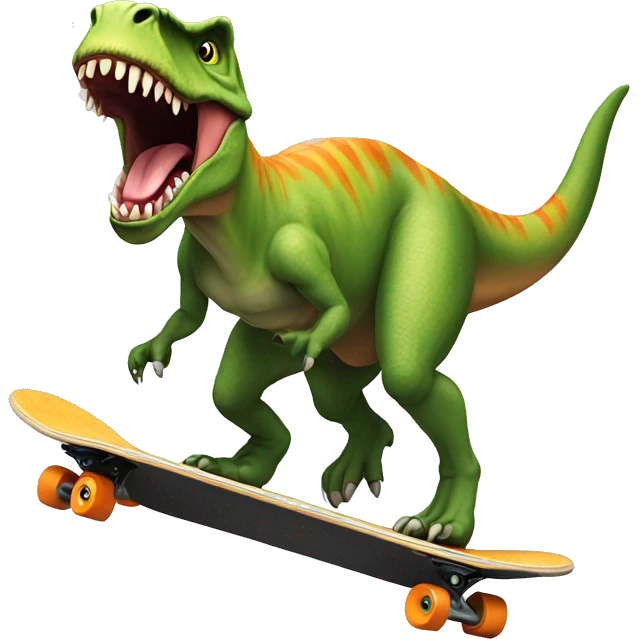 A t-rex on a skateboard emoji