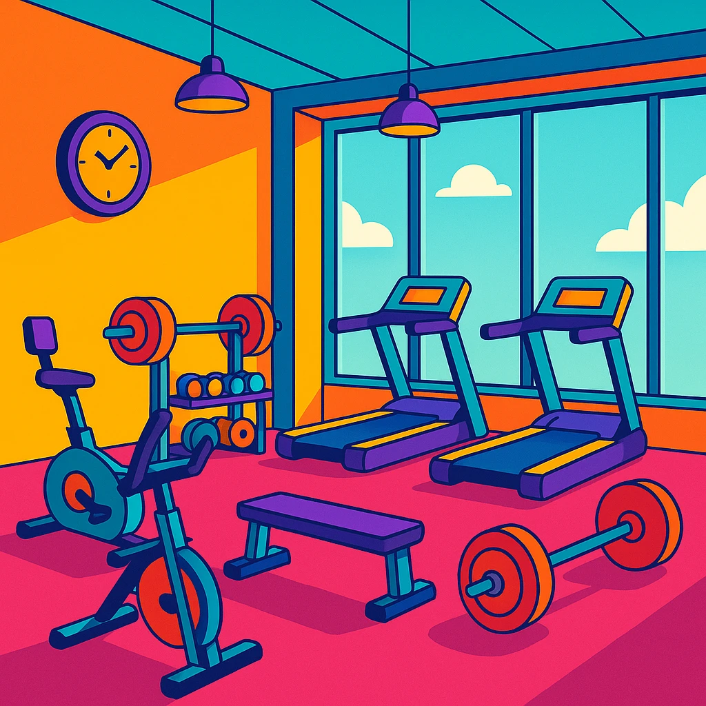 modern gym with bright colors emoji