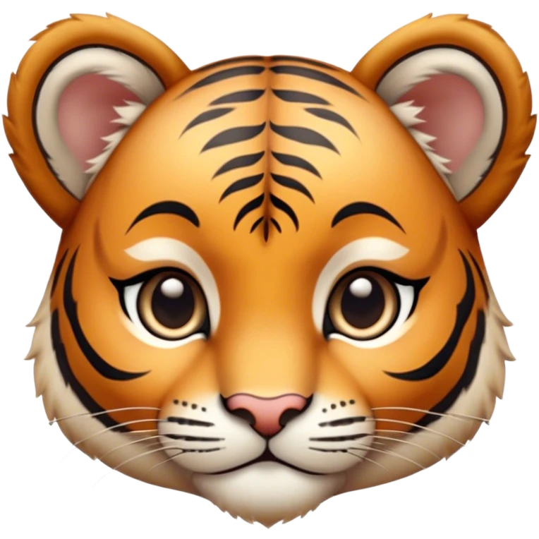 Cinematic Noble Tiger Cub Portrait Emoji, Poised with a hint of regal innocence, featuring a compact, soft build adorned with delicate stripes and large, expressive eyes, Simplified yet sharp and sophisticated features, highly detailed, glowing with a gentle, wild luminescence, high shine, intelligent and endearing, stylized with an air of youthful authority, focused and attentive, soft glowing outline, capturing the essence of a tiny jungle guardian that appears ready to pounce out of the screen with effortless charm! emoji