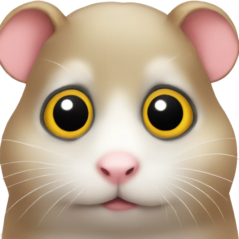Hamster face  sad huge eyes and a ribbon emoji