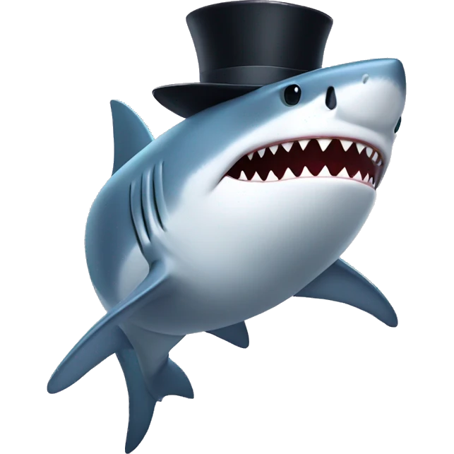 Shark with a top hat emoji
