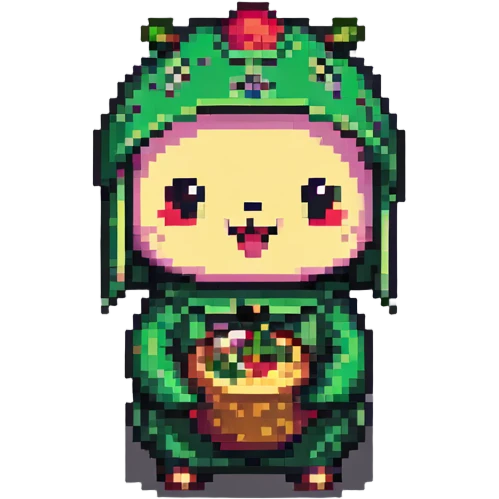 festive and lively tung tung tung sahur in pixel art style emoji